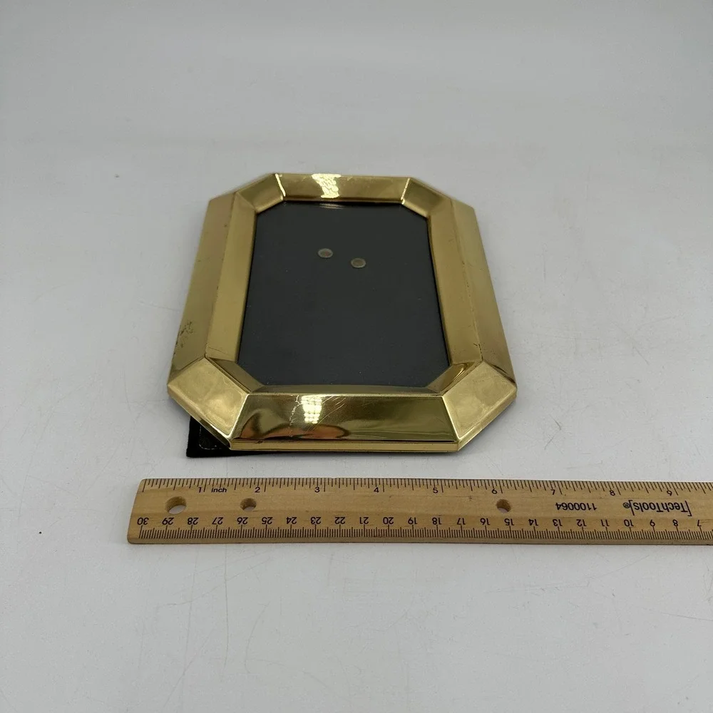 Vintage Gold Tone Octagon Beveled Picture Frame Hollywood Regency Decor 5x7